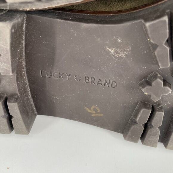 Lucky Brand‎ Idara Womens Ankle Combat Boots Army Green Suede Side Zip Sz 8.5 - Picture 9 of 9